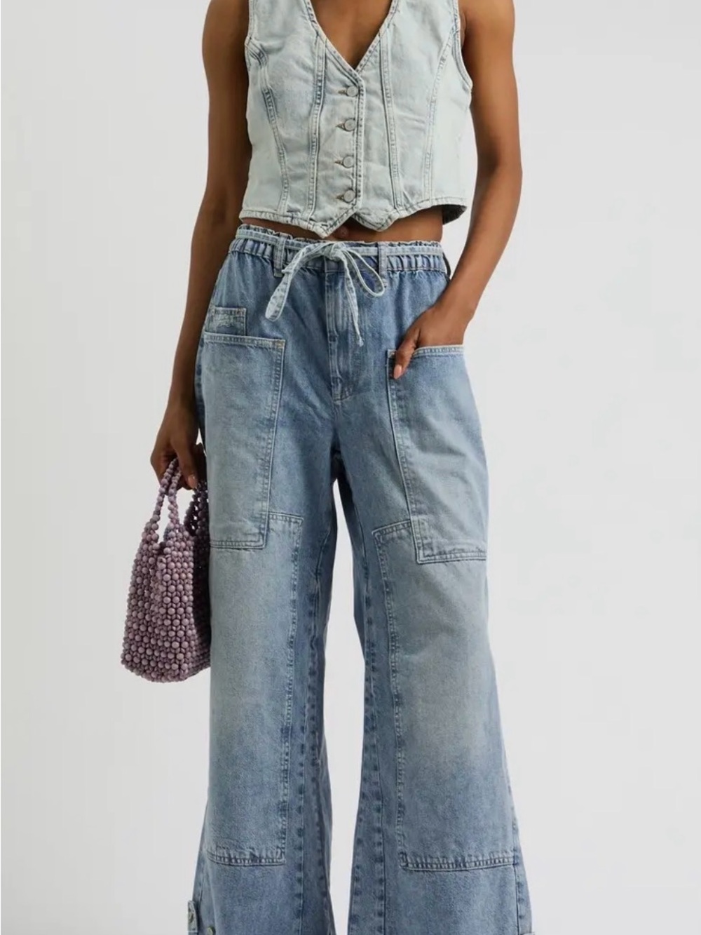 We The Free Blue Wide-Leg Jeans (No Belt)
